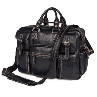 Багатофункціональна сумка з натуральної шкіри Vintage 14204 Чорна - Інтернет-магазин спільних покупок ToGether