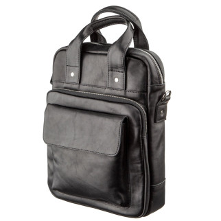 Чоловіча сумка під А4 вертикального формату в гладку шкіру 11165 SHVIGEL, Чорна - Інтернет-магазин спільних покупок ToGether