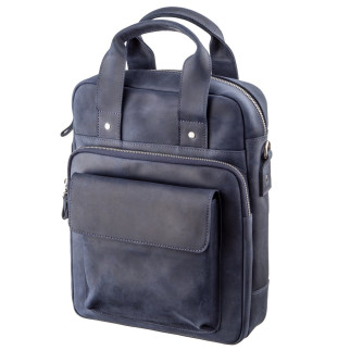 Стильна сумка під А4 вертикального формату в матовою шкірі 11170 SHVIGEL, Синя - Інтернет-магазин спільних покупок ToGether