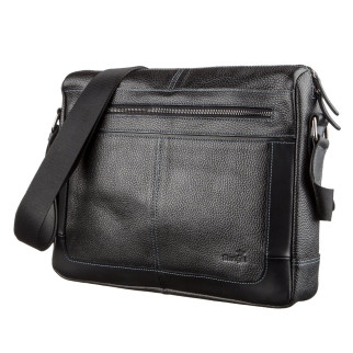 Ділова чоловіча сумка зі шкіри флотар на плече SHVIGEL 11244 Чорна - Інтернет-магазин спільних покупок ToGether