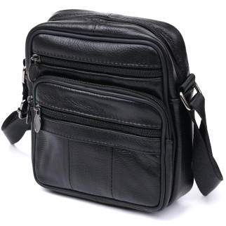 Шкіряна невелика чоловіча сумка Vintage 20370 Чорний - Інтернет-магазин спільних покупок ToGether