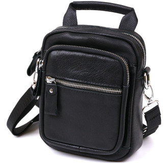 Компактна чоловіча сумка з натуральної шкіри Vintage 20477 Чорний - Інтернет-магазин спільних покупок ToGether