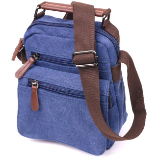 Відмінна чоловіча сумка із щільного текстилю 21228 Vintage Синя - Інтернет-магазин спільних покупок ToGether