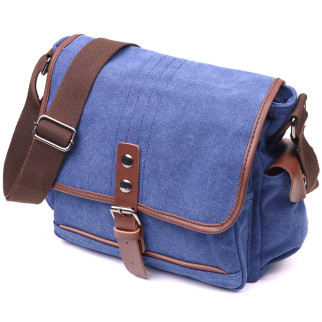 Цікава горизонтальна чоловіча сумка з текстилю 21250 Vintage Синя - Інтернет-магазин спільних покупок ToGether