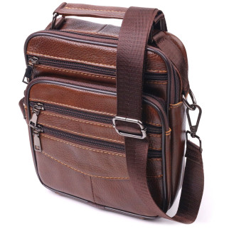 Стильна чоловіча сумка з натуральної шкіри 21275 Vintage Коричнева - Інтернет-магазин спільних покупок ToGether