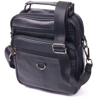 Якісна чоловіча сумка з натуральної шкіри 21278 Vintage Чорна - Інтернет-магазин спільних покупок ToGether