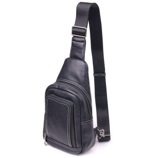 Чоловіча сумка через плече з натуральної шкіри 21284 Vintage Чорна - Інтернет-магазин спільних покупок ToGether
