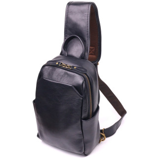 Надзвичайна сумка чоловіча через плече із натуральної гладкої шкіри 21286 Vintage Чорна - Інтернет-магазин спільних покупок ToGether