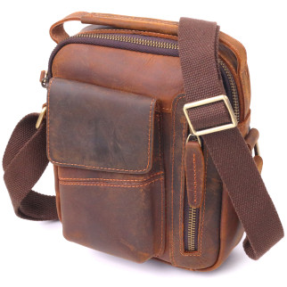 Вінтажна чоловіча сумка з натуральної шкіри 21293 Vintage Коричнева - Інтернет-магазин спільних покупок ToGether