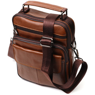 Стильна вертикальна чоловіча сумка із натуральної шкіри Vintage 21954 Світло-коричнева - Інтернет-магазин спільних покупок ToGether