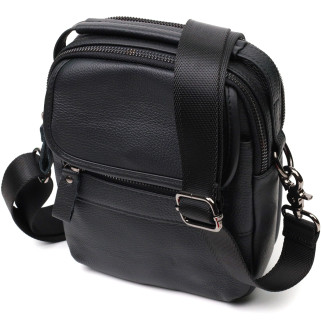 Практична чоловіча сумка на плече з натуральної шкіри Vintage 22247 Чорна - Інтернет-магазин спільних покупок ToGether