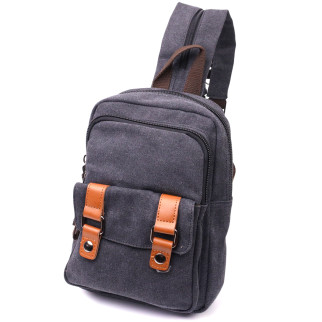 Практична сумка-рюкзак з двома відділеннями із щільного текстилю Vintage 22162 Чорний - Інтернет-магазин спільних покупок ToGether