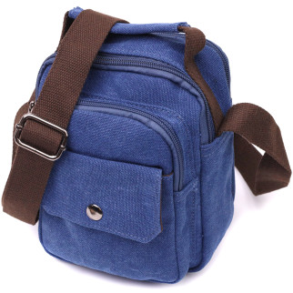 Зручна невелика чоловіча сумка із щільного текстилю Vintage 22221 Синій - Інтернет-магазин спільних покупок ToGether