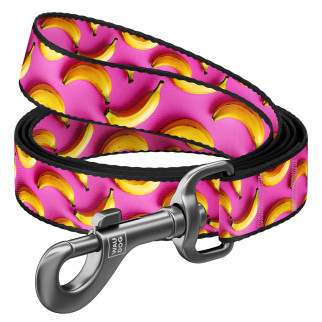Повідець для собак нейлоновий WAUDOG Nylon, малюнок "Банани на рожевому", L-XXL, Ш 25 мм, Дов 122 см - Інтернет-магазин спільних покупок ToGether