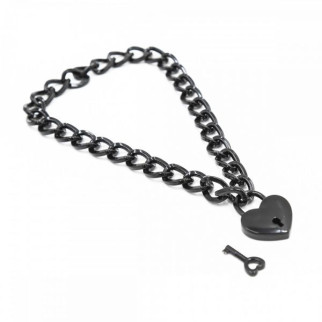 Нашийник з металевого ланцюга із замком у вигляді серця DS Fetish Heart, чорний - Інтернет-магазин спільних покупок ToGether