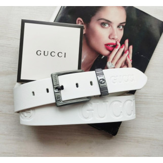 Шкіряний білий ремінь Gucci - Інтернет-магазин спільних покупок ToGether