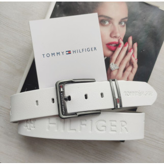 Кожаний чоловічий ремінь Tommy Hilfiger білий з тисненням - Інтернет-магазин спільних покупок ToGether