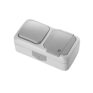 Блок (розетка+вимикач одноклавішний) Palmiye сірий Viko IP 54 - Інтернет-магазин спільних покупок ToGether