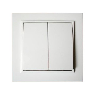 Вимикач врізний подвійний квадратний білий, кераміка, 10А RIGHT HAUSEM KIRA - Інтернет-магазин спільних покупок ToGether