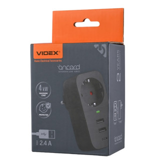 Мережевий адаптер з/з 1п Oncord 2.4A 2USB+USB-C Black Videx - Інтернет-магазин спільних покупок ToGether
