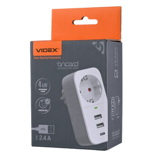 Мережевий адаптер з/з 1п Oncord 2.4A 2USB+USB-C White Videx - Інтернет-магазин спільних покупок ToGether