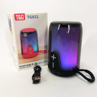 Портативна колонка TG652 5W з RGB підсвічуванням та ремінцем, акумуляторна колонка для музики. Колір: чорний - Інтернет-магазин спільних покупок ToGether