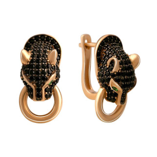 Модні неймовірні золоті сережки чорні пантери з фіанітами жіночі серги в стилі карт'є - Інтернет-магазин спільних покупок ToGether