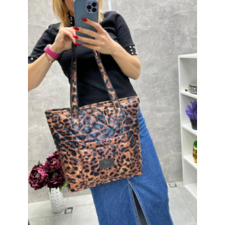 Акція. Леопардовий принт - стильна, стьобана сумка великого розміру на блискавці (5126) - Інтернет-магазин спільних покупок ToGether