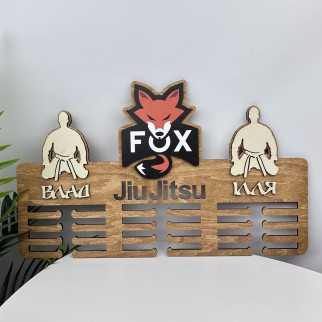 Іменний вішак для медалей Джиу Джитсу, дерев'яна медальниця з логотипом клубу, великий тримач нагород Jiu Jitsu - Інтернет-магазин спільних покупок ToGether