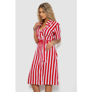 Сукня лляна в полоску, колір біло-червоний, 240R541-1 - Інтернет-магазин спільних покупок ToGether