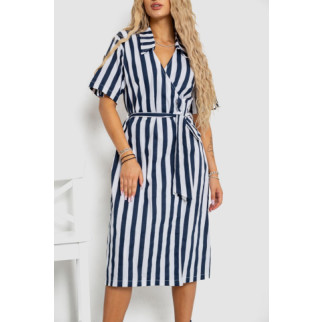 Сукня лляна в полоску, колір біло-синій, 240R541-1 - Інтернет-магазин спільних покупок ToGether