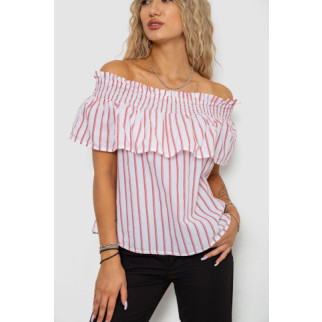 Блуза в смужку, колір біло-червоний, 244R302-1 - Інтернет-магазин спільних покупок ToGether