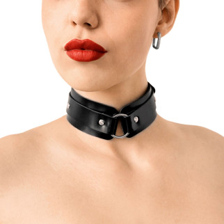 БДСМ-нашийник з кільцем Art of Sex - Martina Collar with ring, натуральна шкіра,  колір чорний - Інтернет-магазин спільних покупок ToGether