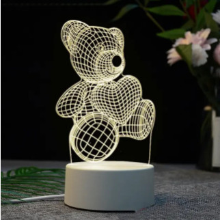Акриловий 3D нічник-світильник Ведмедик кілька підсвічування з пультом - Інтернет-магазин спільних покупок ToGether