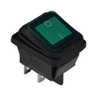 Перемикач KCD2-201WN G/B 220V 1 кнопка зелена вологозахищена з підсвічуванням TNSy5500804 - Інтернет-магазин спільних покупок ToGether