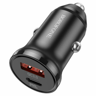 Автомобільний зарядний пристрій BOROFONE BZ18A PD20W+QC3.0 car charger 18W Black - Інтернет-магазин спільних покупок ToGether