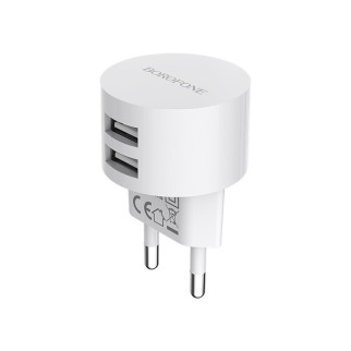 Мережевий зарядний пристрій BOROFONE BA23A Brilliant dual port charger set(Lightning) White - Інтернет-магазин спільних покупок ToGether