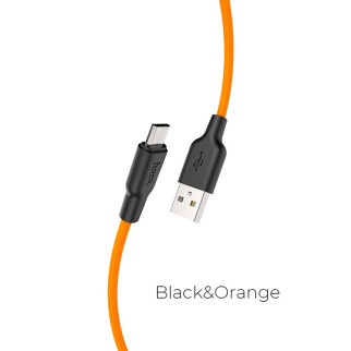 Кабель HOCO X21 Plus USB to Micro 2.4A, 1m, silicone, silicone connectors, Black+Orange - Інтернет-магазин спільних покупок ToGether