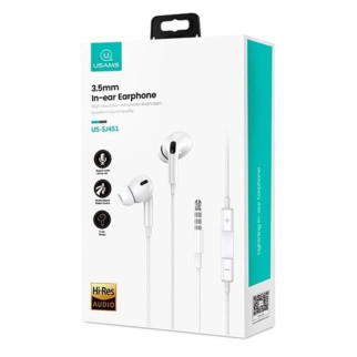 Навушники Usams SJ451 EP-41 3.5mm In-ear Earphone 1.2m White - Інтернет-магазин спільних покупок ToGether