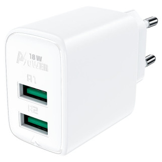 Мережевий зарядний пристрій ACEFAST A33 QC18W (USB-A+USB-A) dual port charger White - Інтернет-магазин спільних покупок ToGether