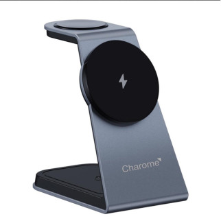 Бездротовий зарядний пристрій CHAROME H14 3-in-1 Wireless Charging Stand Silver - Інтернет-магазин спільних покупок ToGether