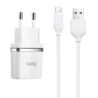 Мережевий зарядний пристрій HOCO C12 Smart dual USB (Micro cable)charger set White - Інтернет-магазин спільних покупок ToGether