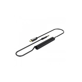 Кабель Перехідник Vention Type-C to 3.5mm Male Spring Audio Cable 1M Black Metal Type (BGABF) - Інтернет-магазин спільних покупок ToGether