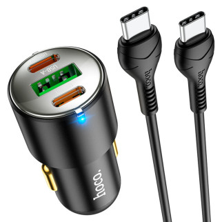 Автомобільний зарядний пристрій HOCO NZ6 PD45W 3-port(2C1A) car charger set(Type-C to Type-C) Black - Інтернет-магазин спільних покупок ToGether