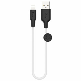 Кабель HOCO X21 Plus USB to iP 2.4A, 0.25m, silicone, silicone connectors, Black+White - Інтернет-магазин спільних покупок ToGether