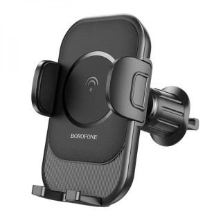 Тримач для мобільного з БЗП BOROFONE BH204 Blue Charm wireless fast charging car holder(air outlet) Black - Інтернет-магазин спільних покупок ToGether