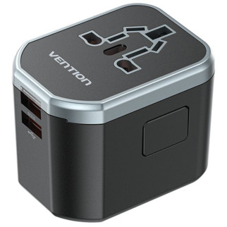 Зарядний пристрій Vention 3-Port USB (C + A + A) Universal Travel Adapter (20W/18W/18W) Black (FJCB0) - Інтернет-магазин спільних покупок ToGether