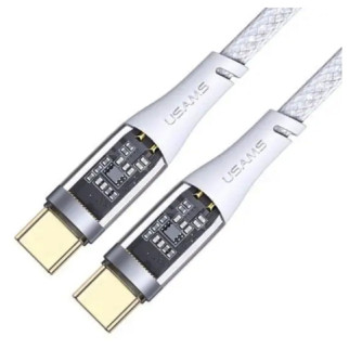 Кабель Usams US-SJ574 Type-C To Type-C PD 100W Aluminum alloy Transparent Data Cable --Icy Series  1.2m - Інтернет-магазин спільних покупок ToGether