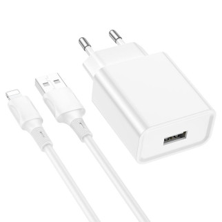 Мережевий зарядний пристрій BOROFONE BA74A Aspirer single port charger set(iP) White - Інтернет-магазин спільних покупок ToGether