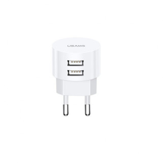 Мережевий зарядний пристрій Usams US-CC080 T20 Dual USB Round Travel Charger (EU) White - Інтернет-магазин спільних покупок ToGether